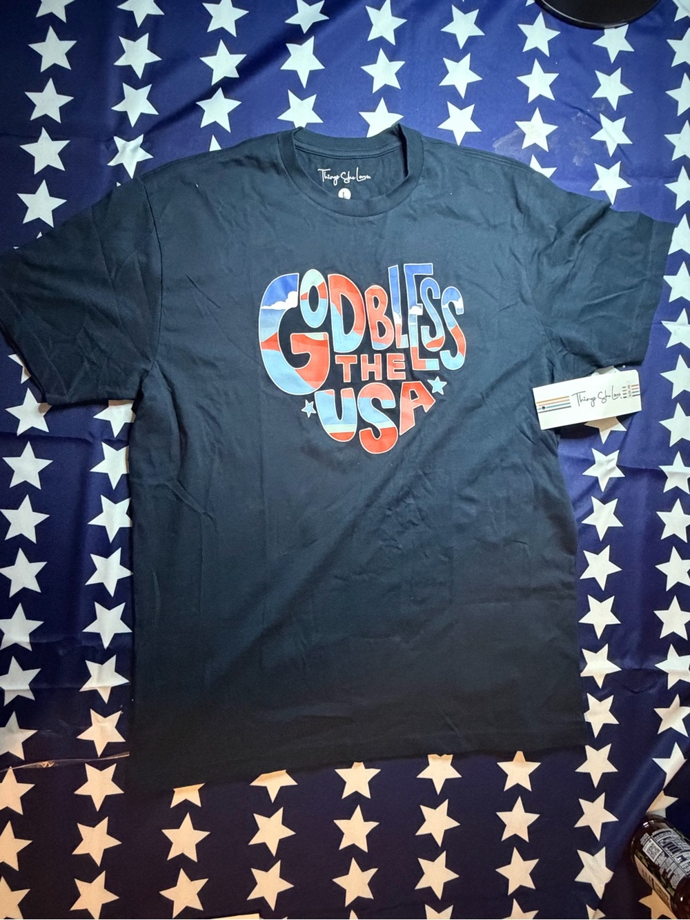 Tommy Bahama Navy Red & Blue 'God Bless The USA' Graphic Tee
